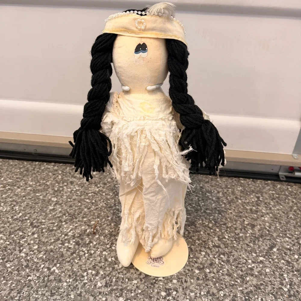 Precious Moments Company Native American Rag Doll Yarn Braids Fringed Dress Base